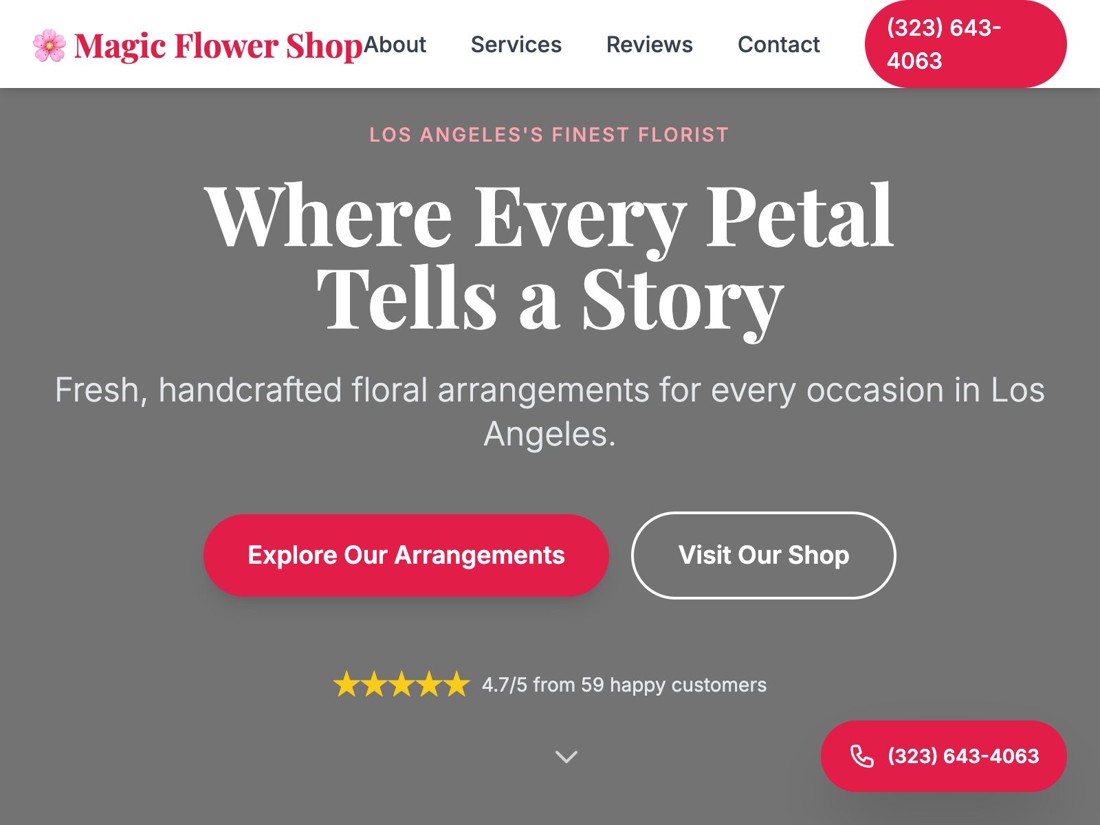 Magic Flower Shop demo website